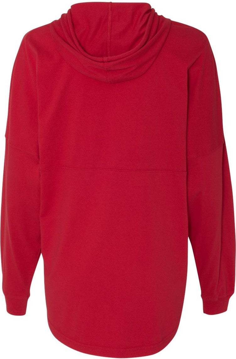 Front View of Red Hooded Game Day Jersey T-Shirt - 8228