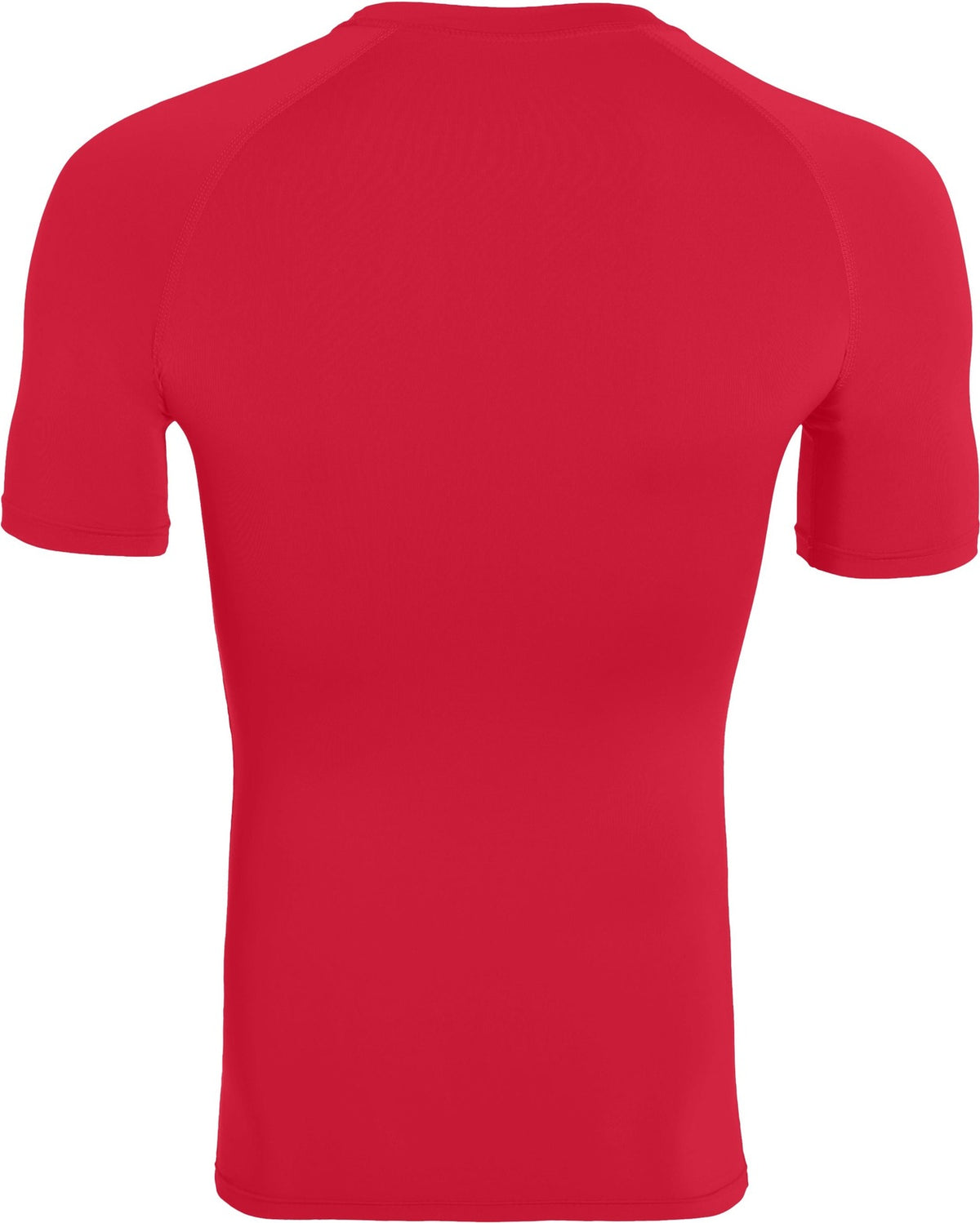 Rear View of RED HYPERFORM COMPRESSION SS SHIRT