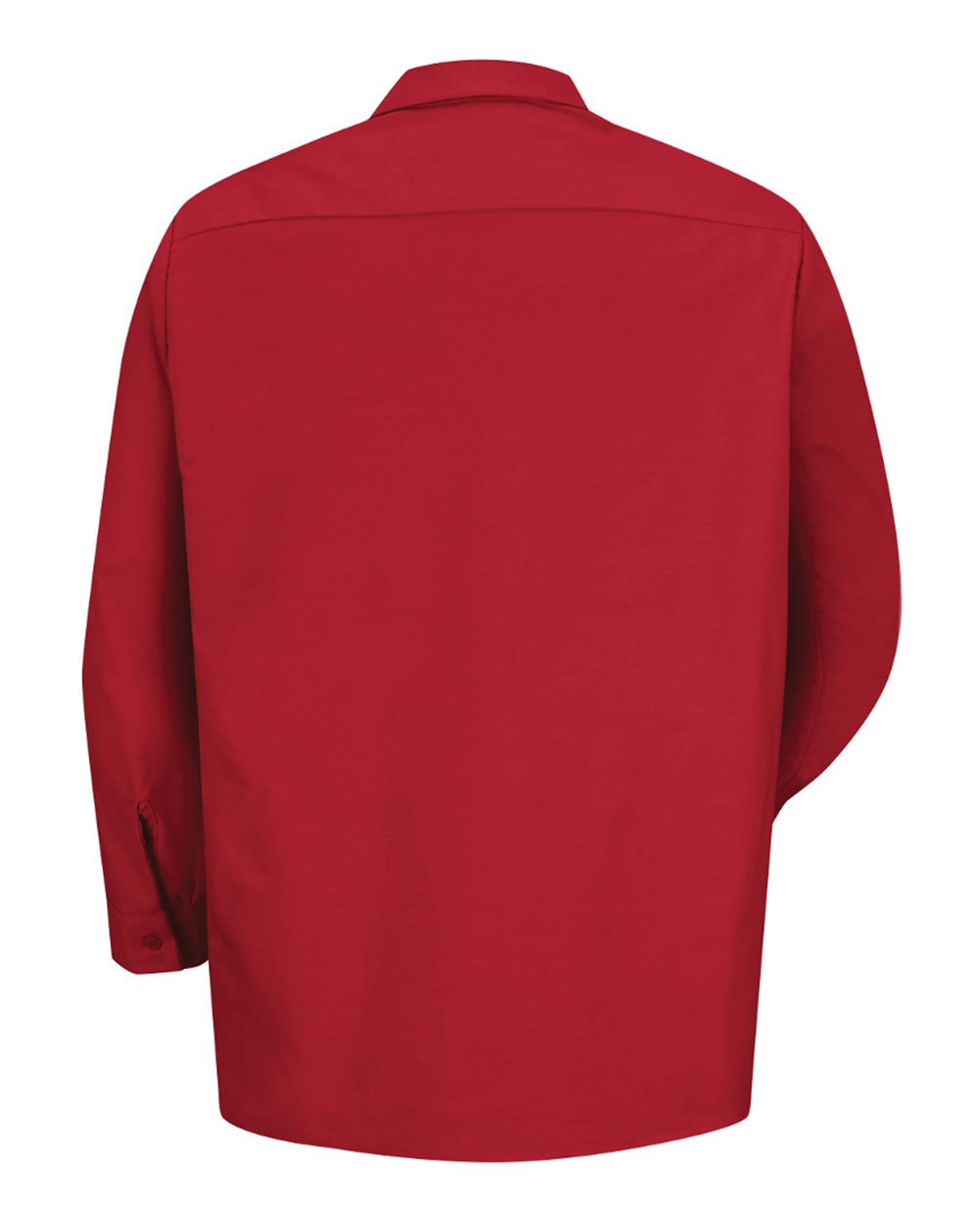 Front View of Red Industrial Long Sleeve Work Shirt - SP14