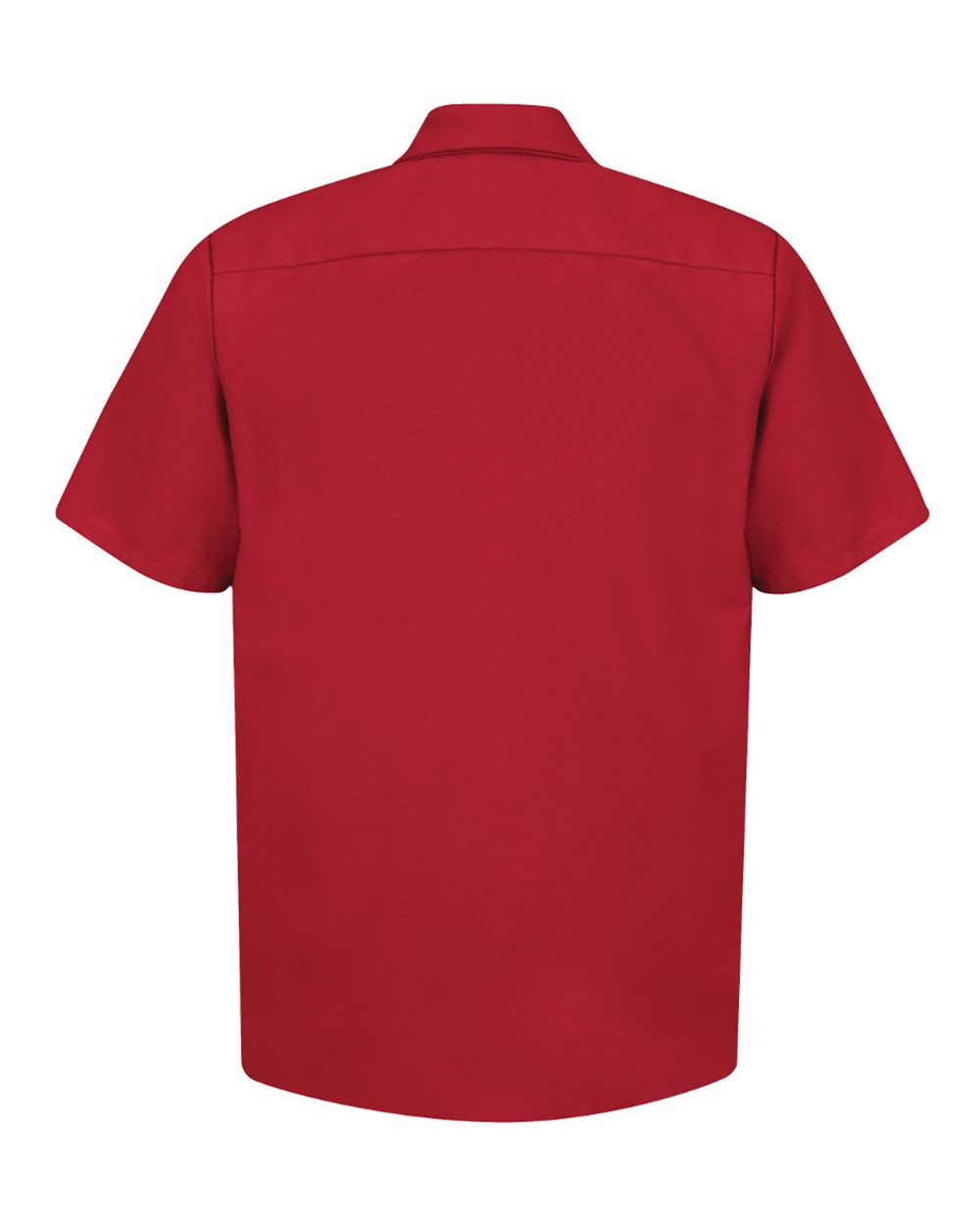 Front View of Red Industrial Short Sleeve Work Shirt - SP24
