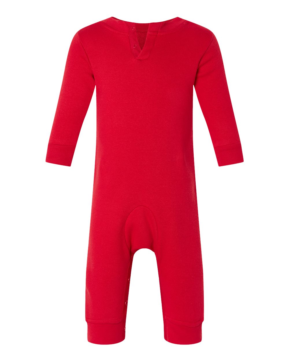 Front View of Red Infant Fleece One-Piece - 4447