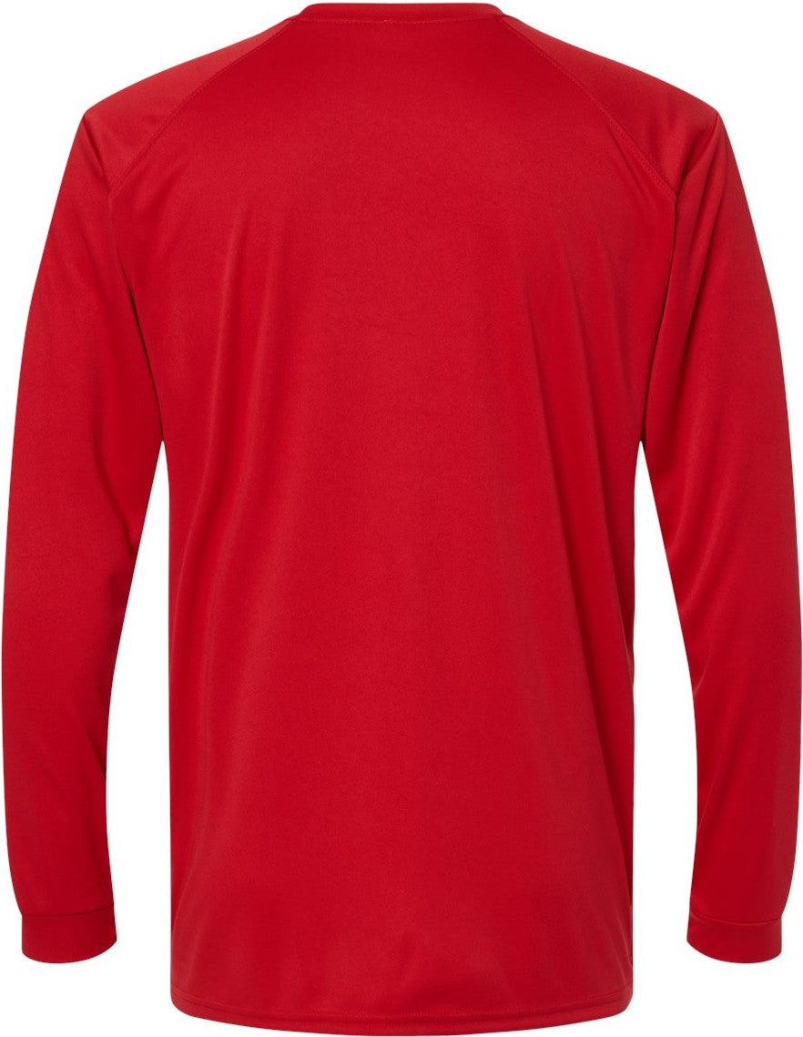 Rear View of Red Long Islander Performance Long Sleeve T-Shirt - 210