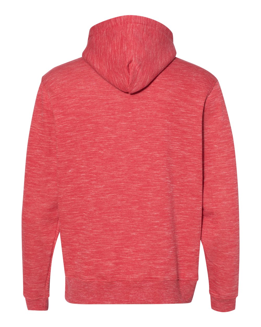 Rear View of Red Mélange Fleece Hooded Sweatshirt - 8677