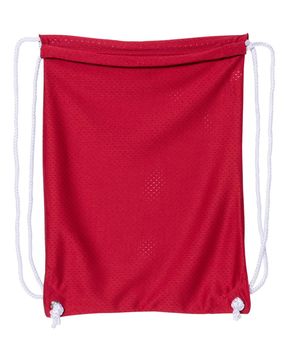 Front View of Red Mesh Drawstring Backpack - 8895