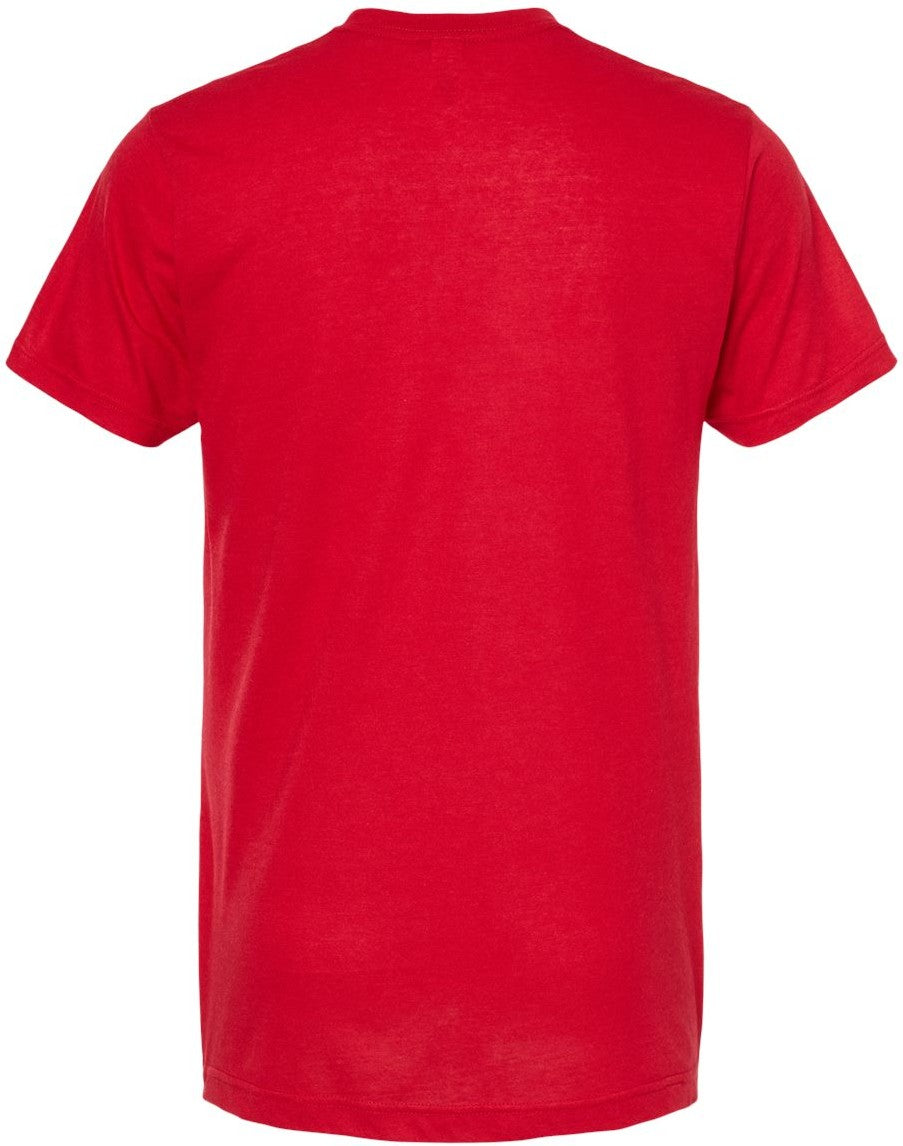 Rear View of Red Poly-Rich V-Neck T-Shirt - 207