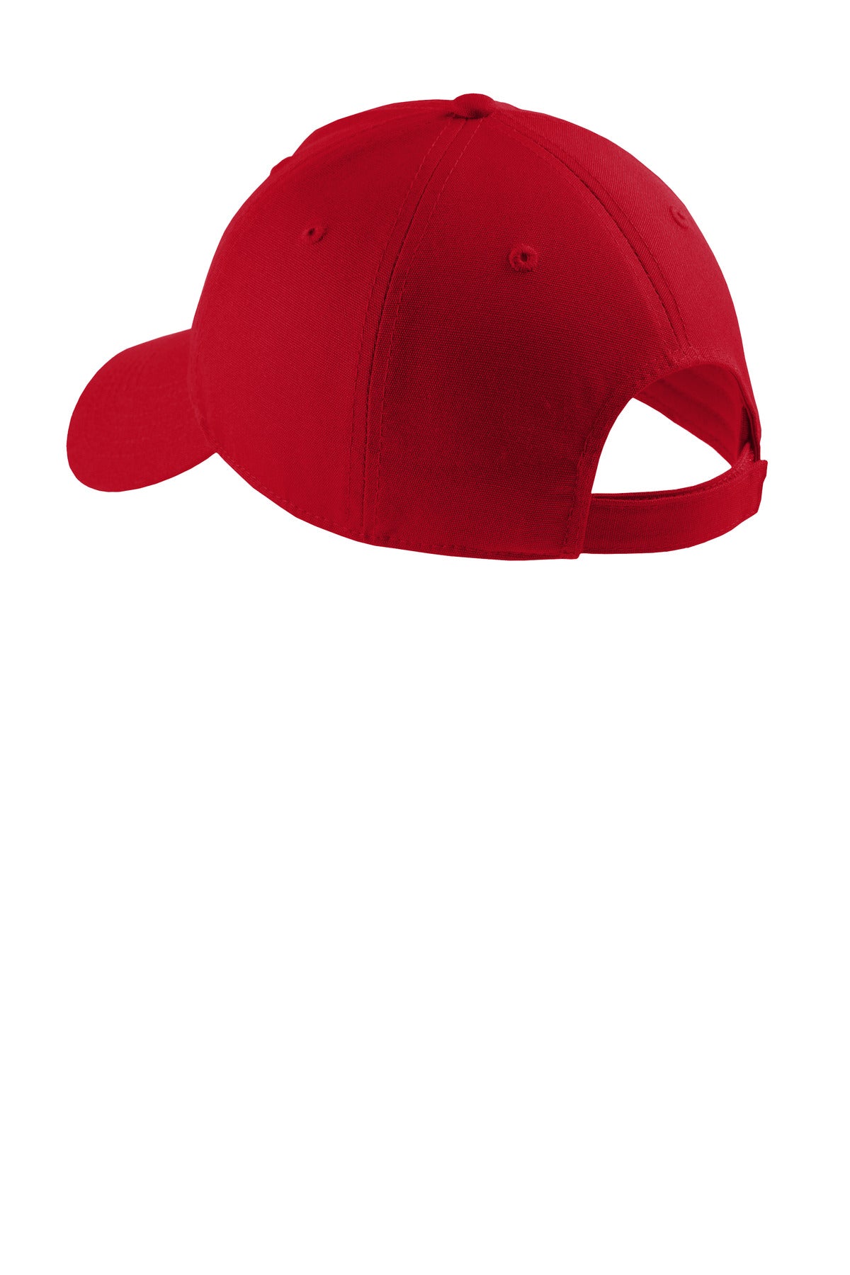 Front View of Red Port Authority Soft Brushed Canvas Cap. CP96