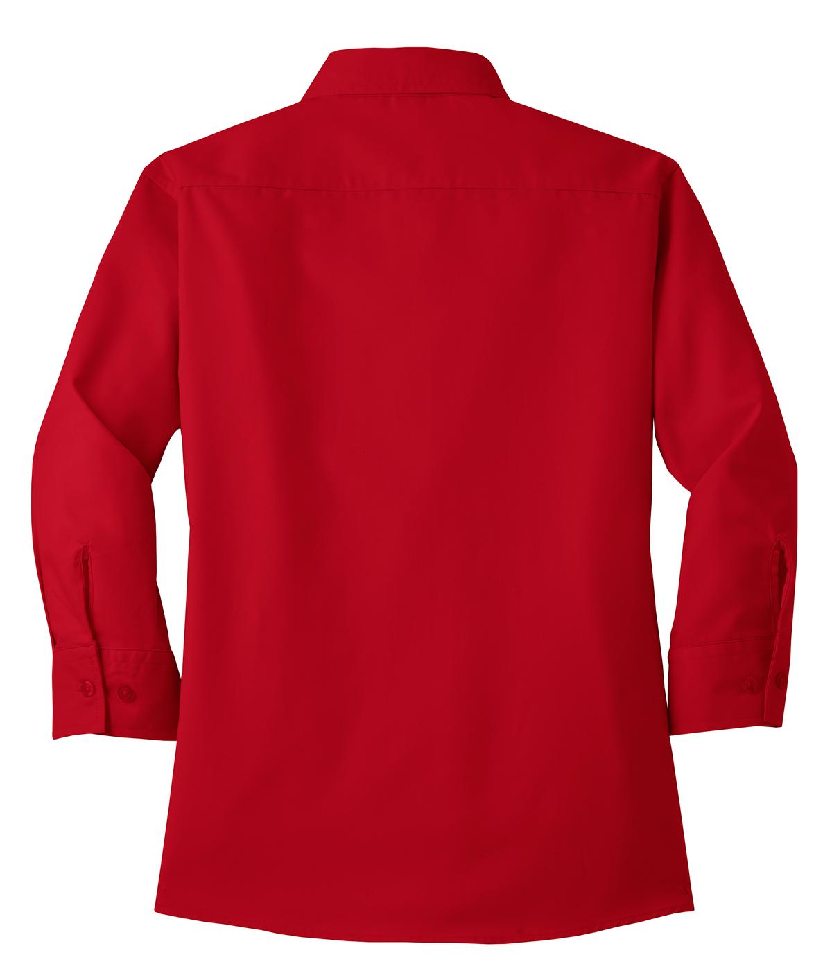 Front View of Red Port Authority Women's 3/4-Sleeve Easy Care Shirt. L612