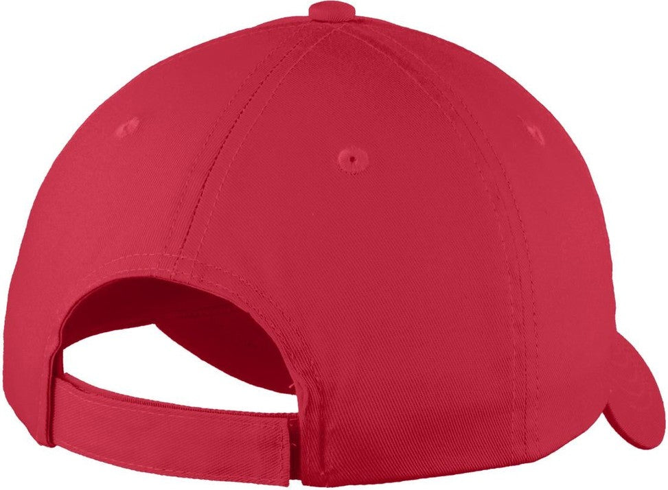 Red Port Authority Youth Six-Panel Unstructured Twill Cap. YC914