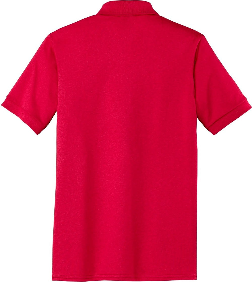 Front View of Red Port & Co Core Blend Jersey Knit Pocket Polo. KP55P