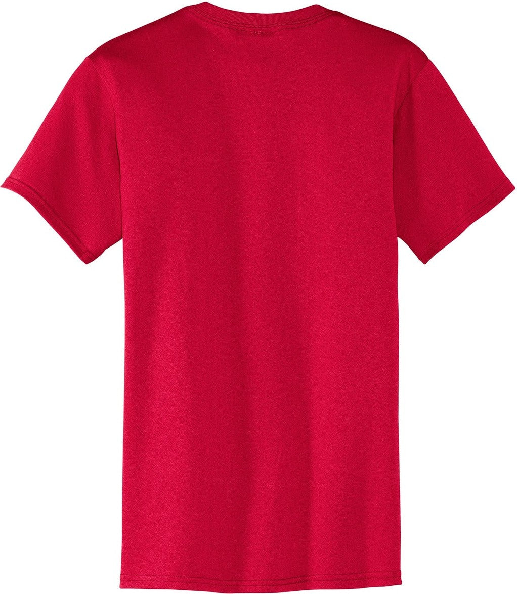 Rear View of Red Port & Co Core Blend Pocket Tee. PC55P