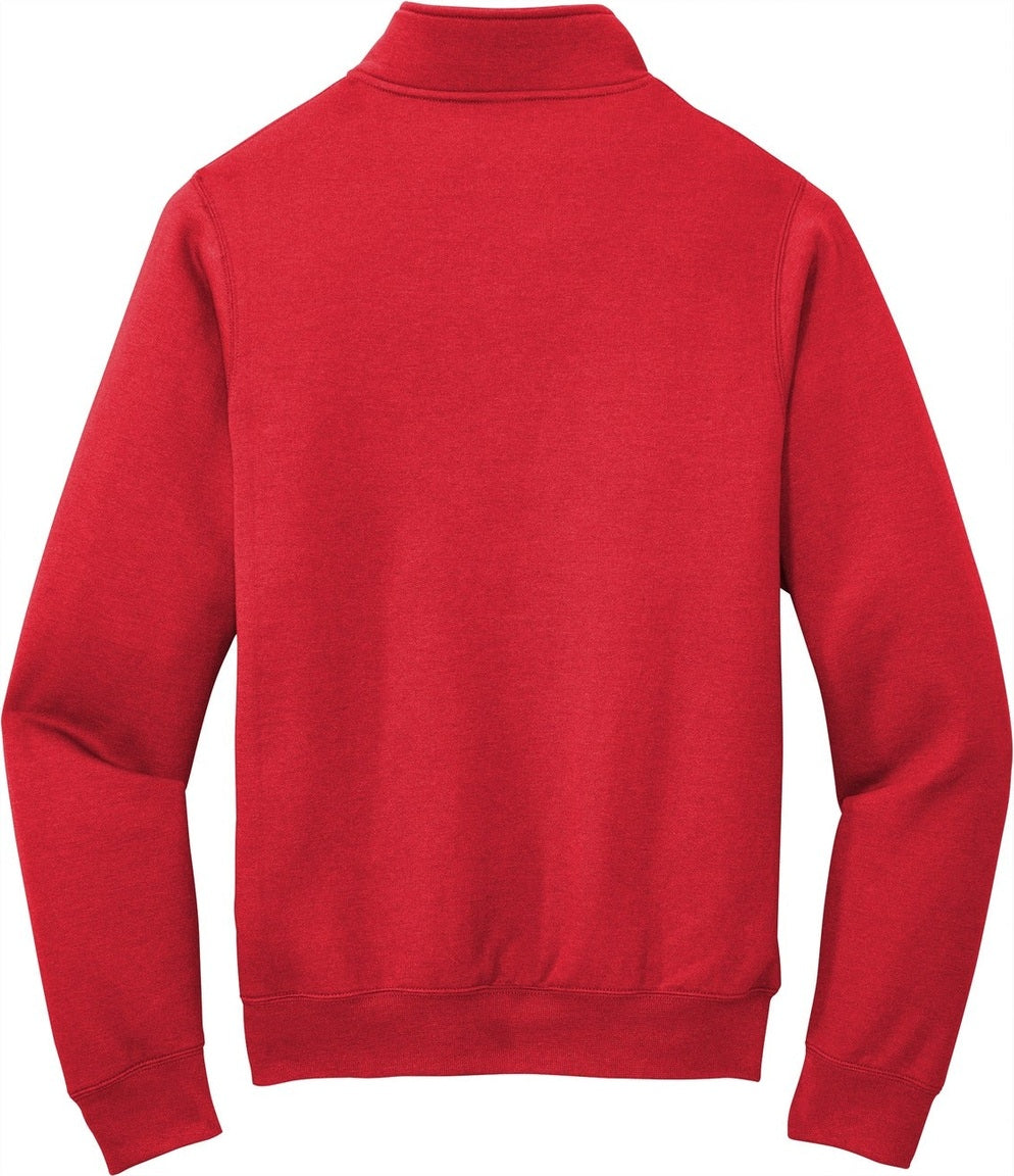 Front View of Red Port & Co Core Fleece 1/4-Zip Pullover Sweatshirt PC78Q