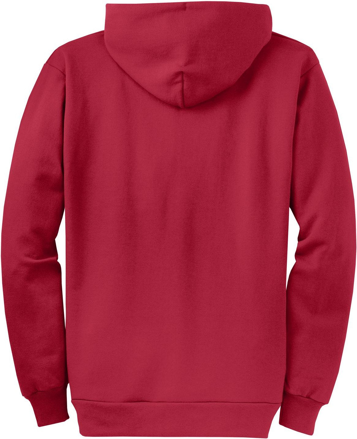Front View of Red Port & Co Core Fleece Full-Zip Hooded Sweatshirt. PC78ZH