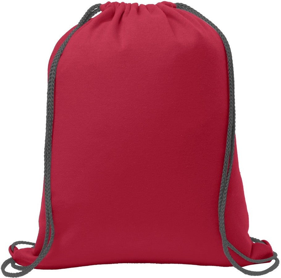 Rear View of Red Port & Co Core Fleece Sweatshirt Cinch Pack. BG614