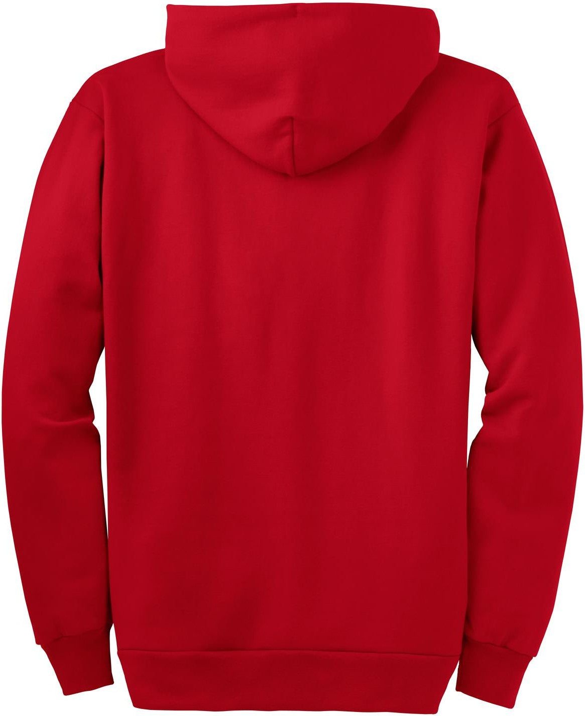 Front View of Red Port & Co Essential Fleece Full-Zip Hooded Sweatshirt. PC90ZH