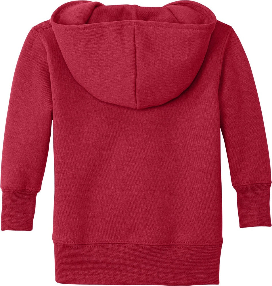 Front View of Red Port & Co Infant Core Fleece Full-Zip Hooded Sweatshirt. CAR78IZH