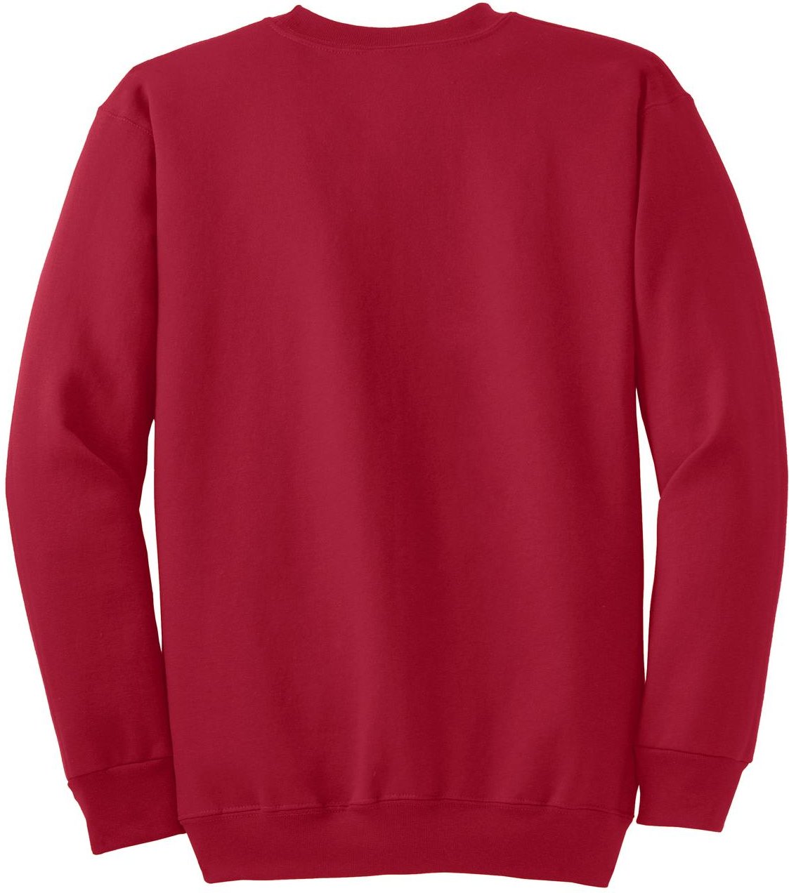 Rear View of Red Port & Co Tall Essential Fleece Crewneck Sweatshirt. PC90T