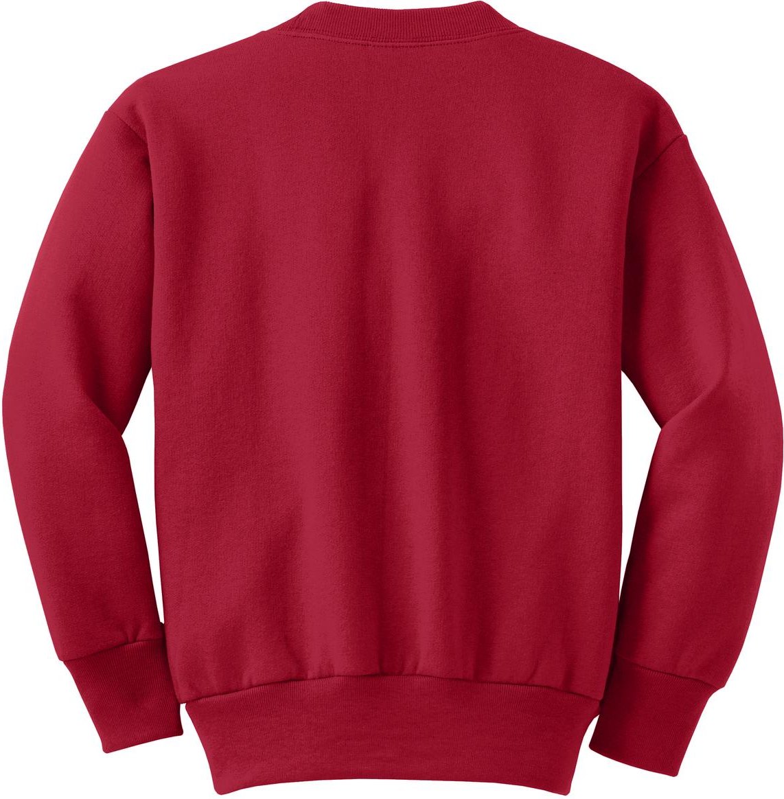 Rear View of Red Port & Co Youth Core Fleece Crewneck Sweatshirt. PC90Y