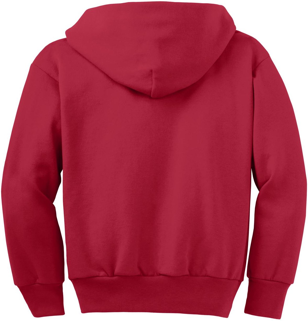 Front View of Red Port & Co Youth Core Fleece Full-Zip Hooded Sweatshirt. PC90YZH