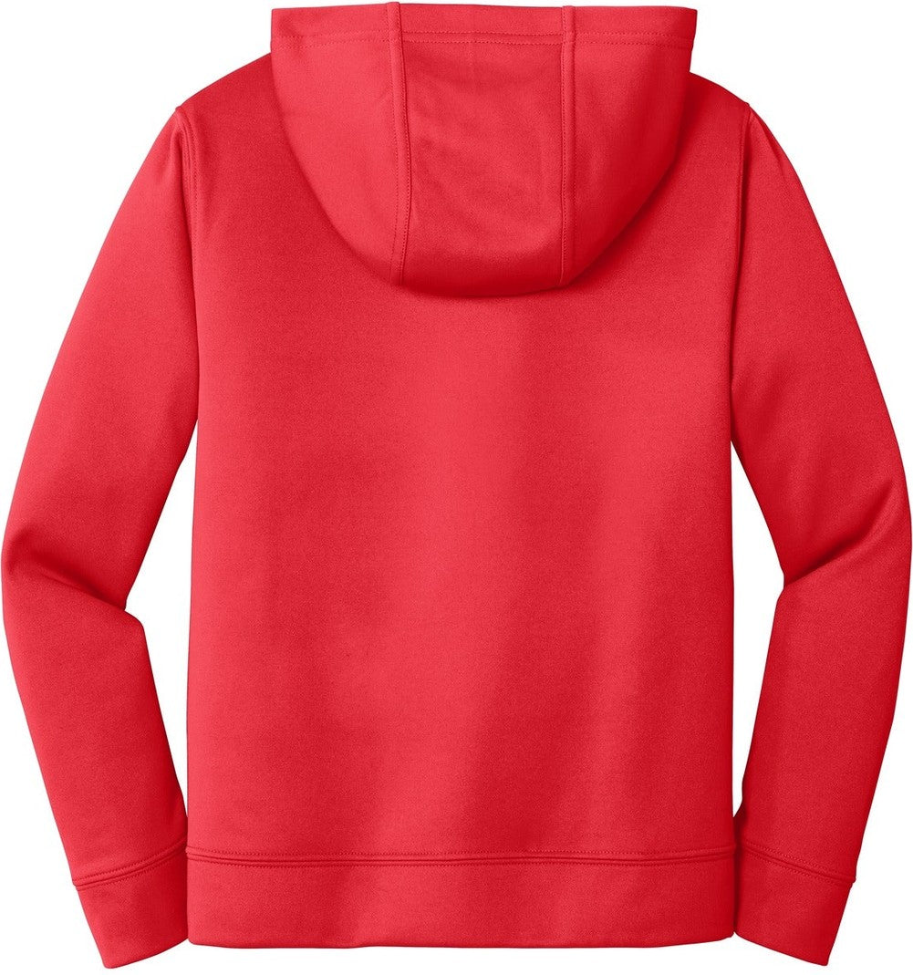 Front View of Red Port & Co Youth Performance Fleece Pullover Hooded Sweatshirt. PC590YH