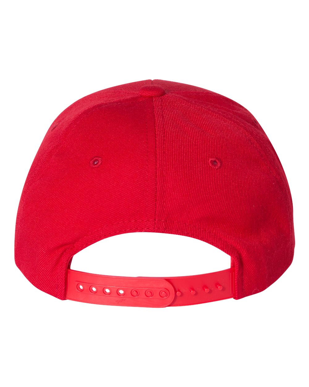 Rear View of Red Premium Curved Bill Snapback Cap - 6789M