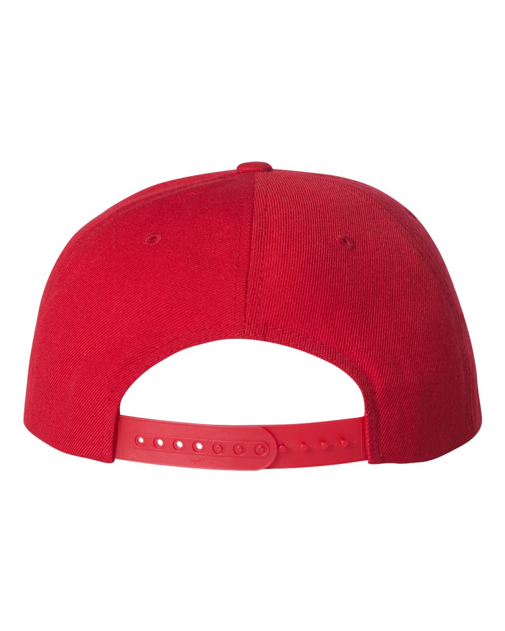 Rear View of Red Premium Five-Panel Snapback Cap - 5089M