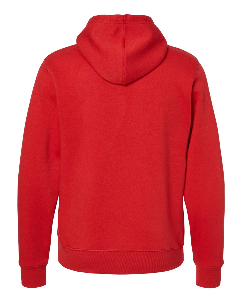 Rear View of Red Solid Triblend Fleece Hooded Sweatshirt - 8871