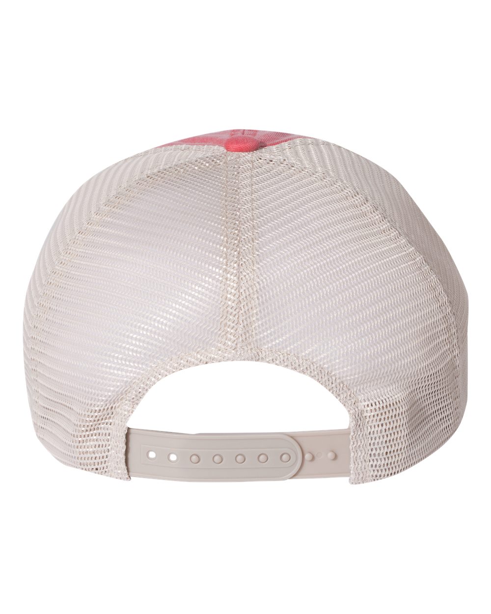 Rear View of Red/ Stone Pigment-Dyed Trucker Cap - SP510
