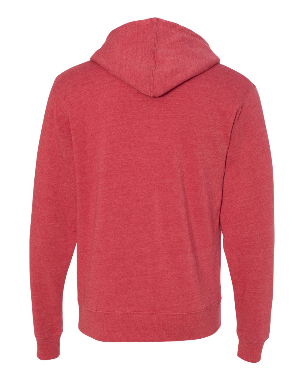 Rear View of Red Triblend Triblend Fleece Hooded Sweatshirt - 8871