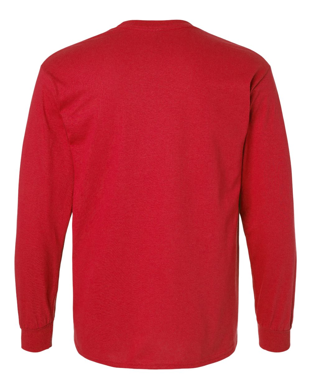 Front View of Red Ultra Cotton® Long Sleeve T-Shirt - 2400