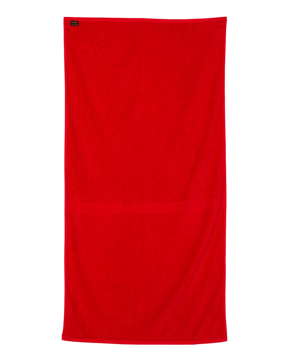 Front View of Red Velour Beach Towel - QV3060