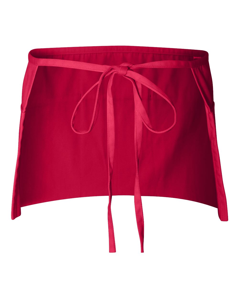 Front View of Red Waist Apron with Pockets - Q2115