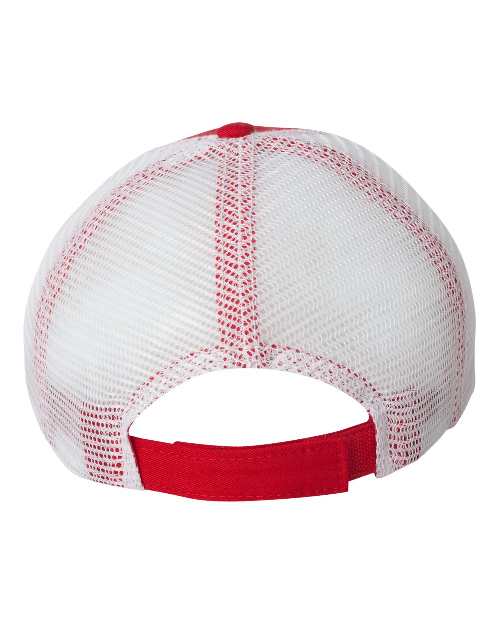 Front View of Red/ White Bio-Washed Trucker Cap - AH80