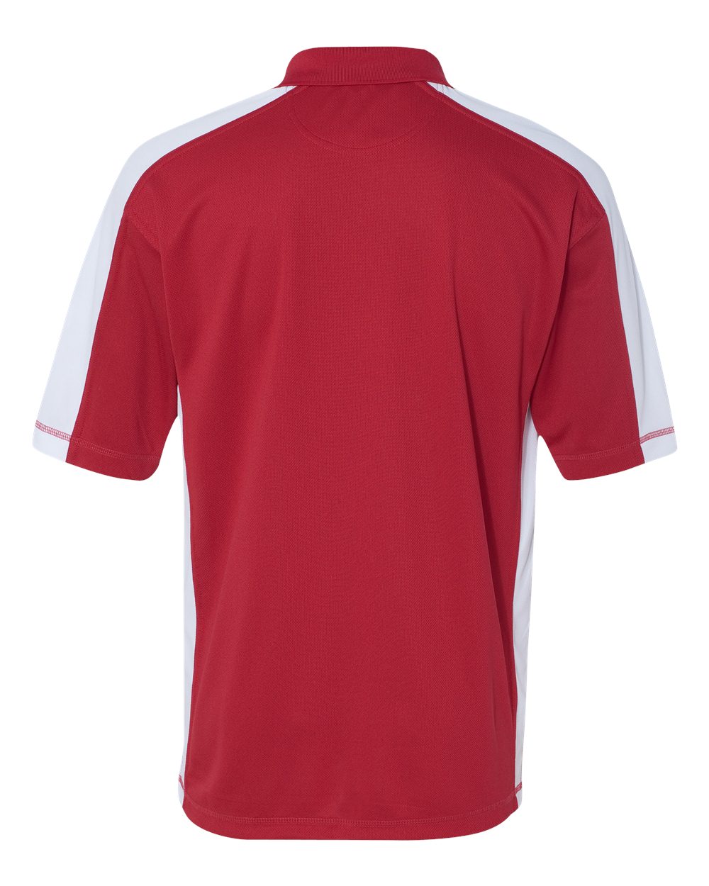 Rear View of Red/ White Colorblocked Moisture Free Mesh Polo - 0465