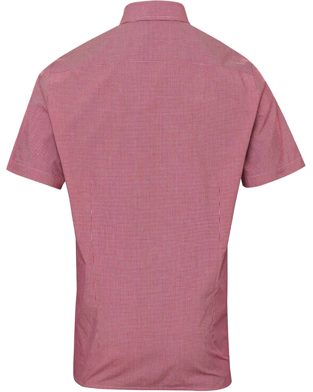 Rear View of Red/ White Men's Microcheck Gingham Cotton Shirt - RP221