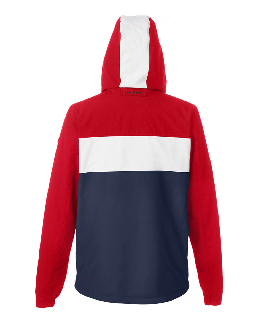 Front View of Red/ White/ Navy Windward Anorak Hooded Quarter-Zip Jacket - N17174