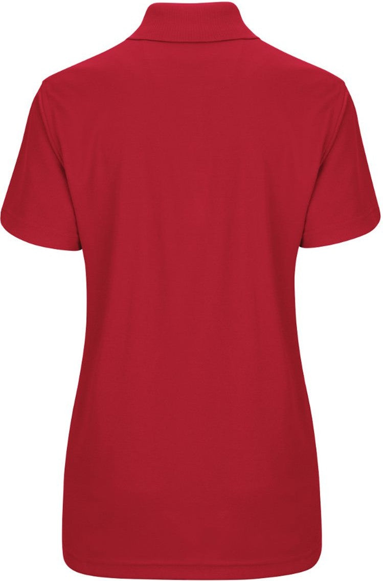 Front View of Red Women's Short Sleeve Performance Knit Pocketless Core Polo - SK97