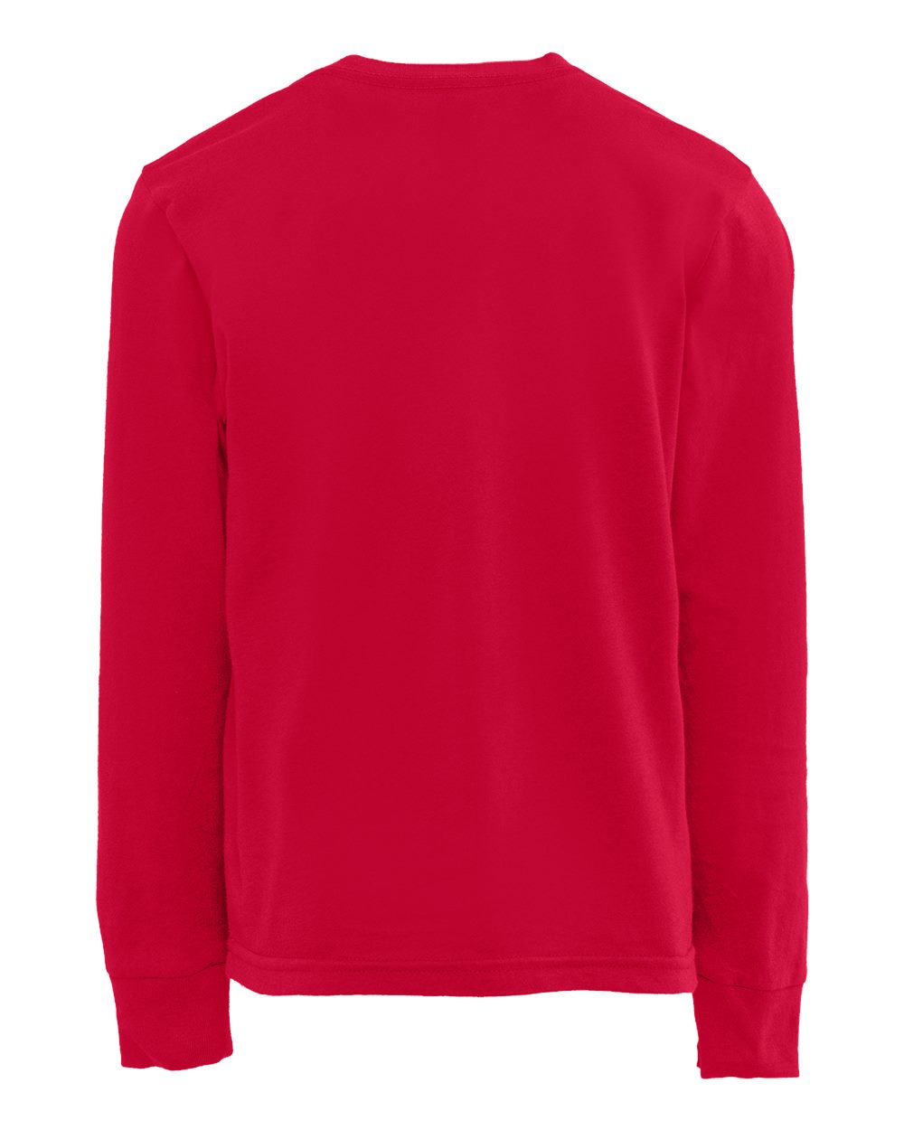 Front View of Red Youth Cotton Long Sleeve T-Shirt - 3311