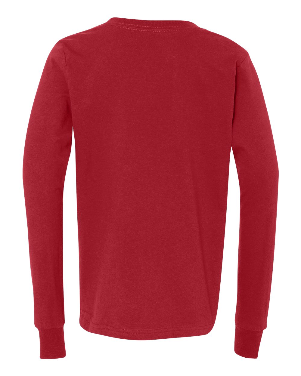 Rear View of Red Youth Jersey Long Sleeve Tee - 3501Y