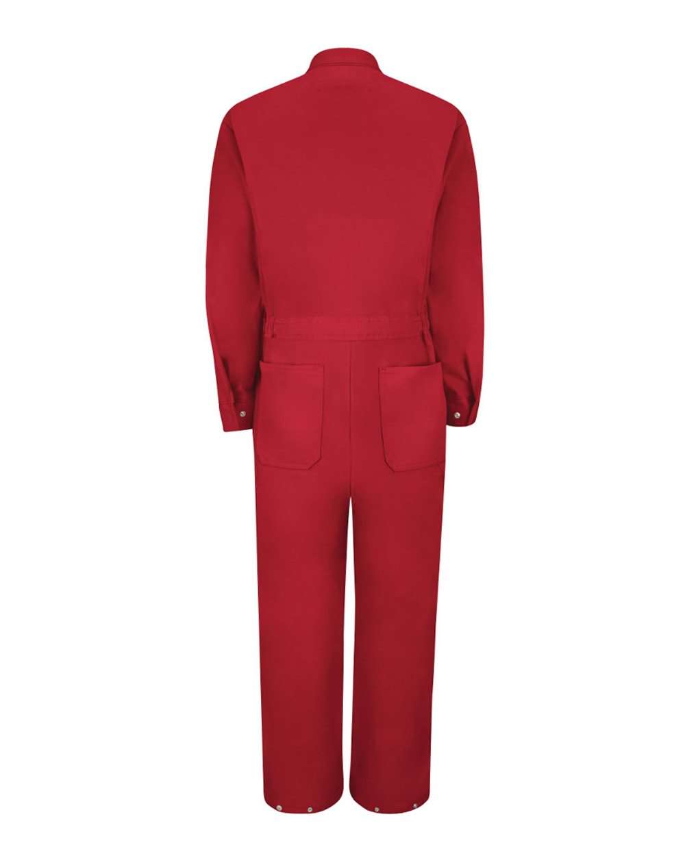 Front View of Red Zip-Front Cotton Coverall Additional Sizes - CC18EXT