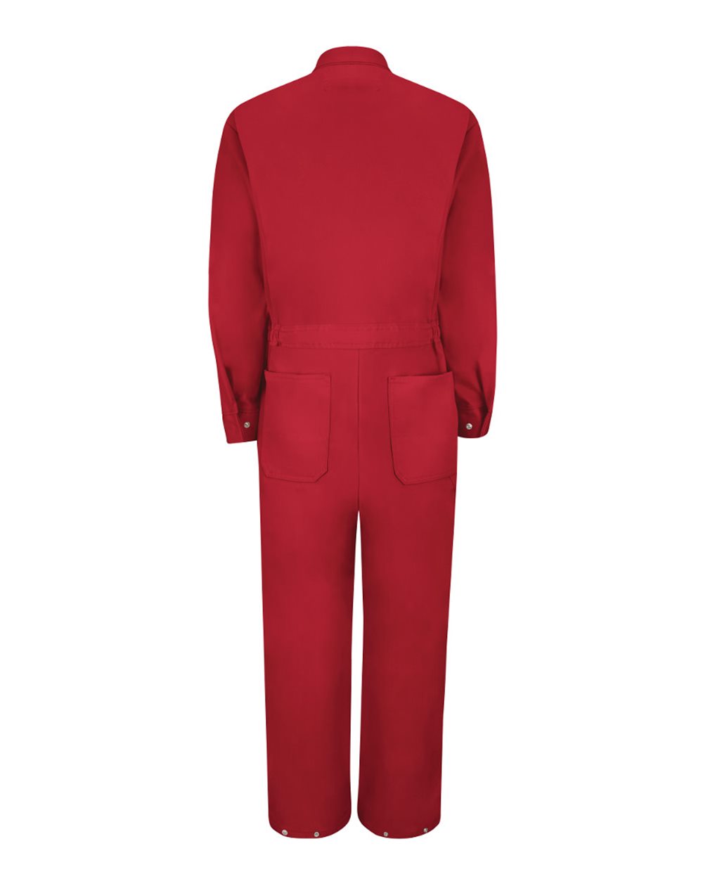 Front View of Red Zip-Front Cotton Coverall - Tall Sizes - CC18T