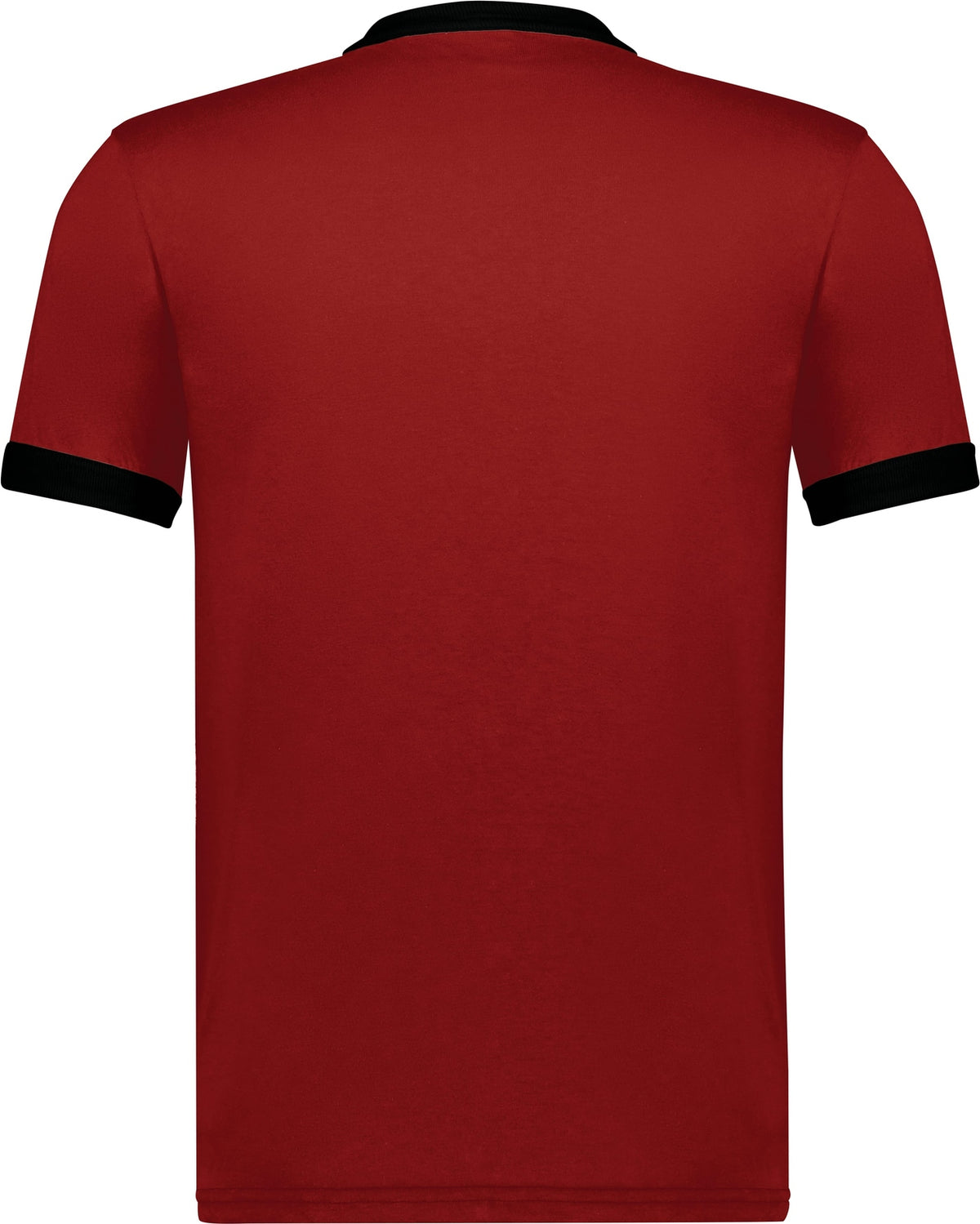 Rear View of RED/BLACK ADULT RINGER T-SHIRT