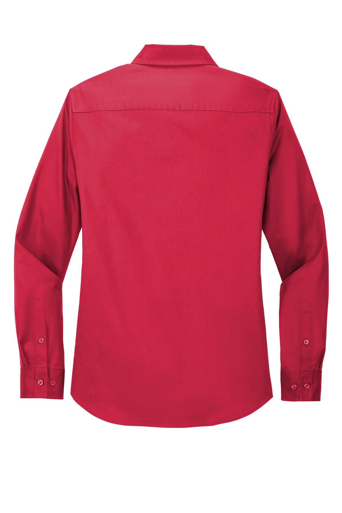 Rear View of Red/Lt Stone Port Authority Women's Long Sleeve Easy Care Shirt. L608