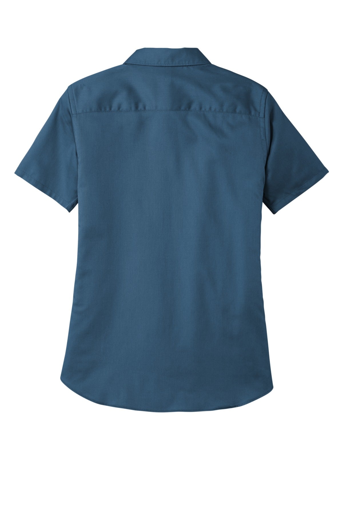 Front View of RgttaBlue Port Authority Women's Short Sleeve SuperPro React Twill Shirt. LW809