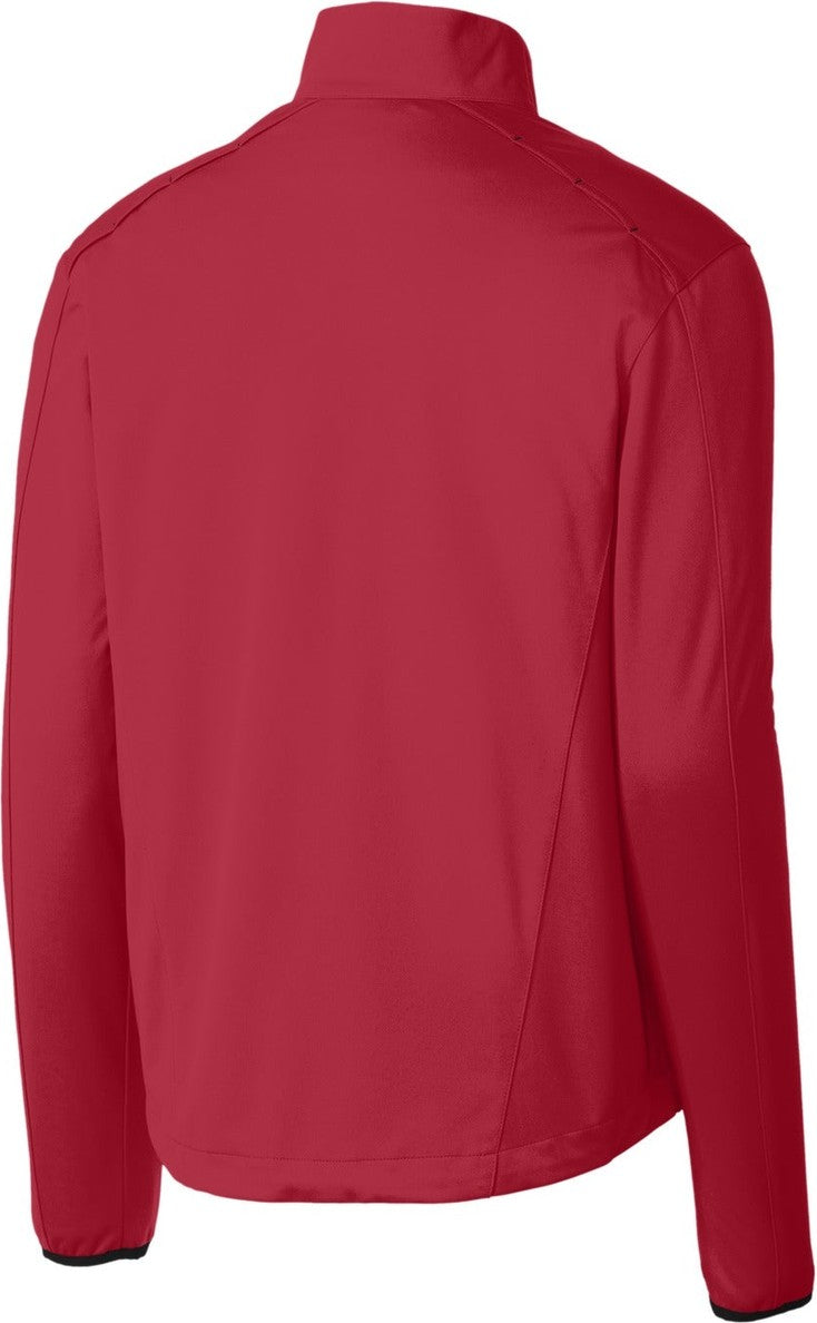 Rear View of Rich Red Port Authority Active 1/2-Zip Soft Shell Jacket. J716