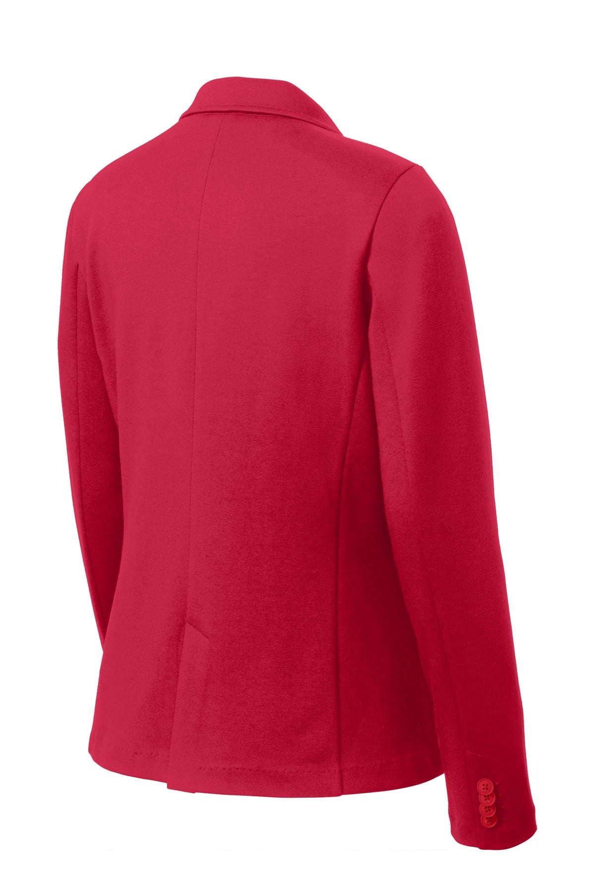 Front View of Rich Red Port Authority Women's Knit Blazer. LM2000