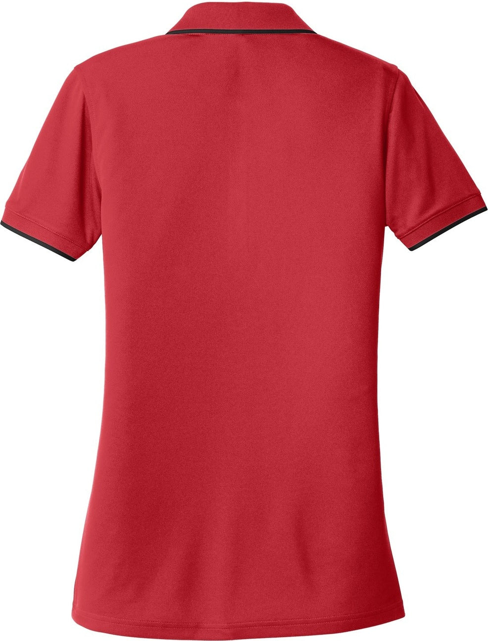 Front View of Rich Red/Dp Bk Port Authority Women's Dry Zone UV Micro-Mesh Tipped Polo. LK111