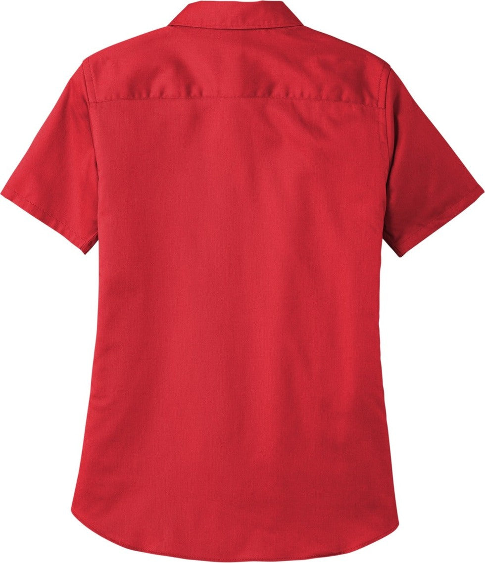 Front View of RichRed Port Authority Women's Short Sleeve SuperPro React Twill Shirt. LW809