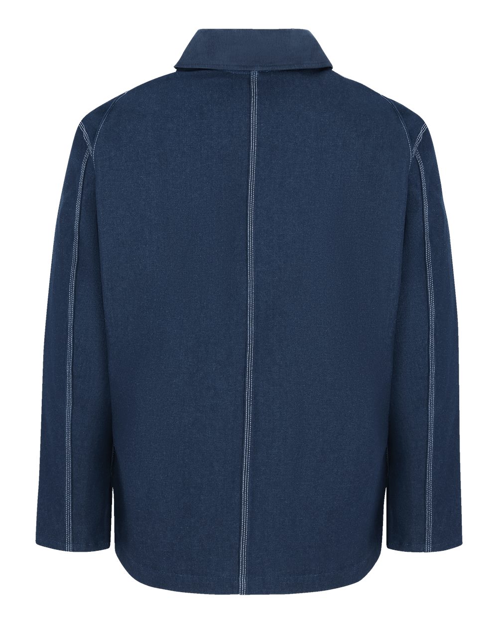Rear View of Rigid Indigo Fleece Lined Chore Denim Jacket - 3499