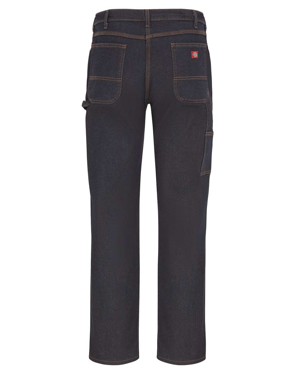 Rear View of Rinsed Indigo Blue - 34I Industrial Carpenter Flex Jeans - LU22