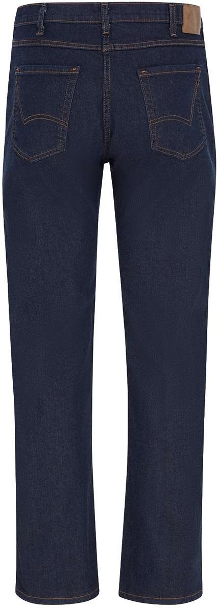 Front View of Rinsed Indigo Blue - 39 Unhemmed Industrial 5-Pocket Flex Jeans - Extended Sizes - LD21EXT